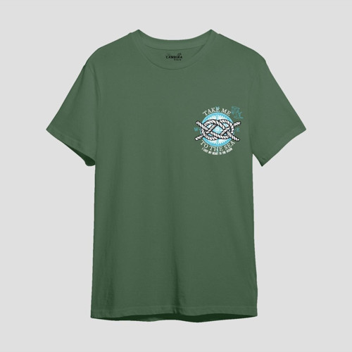 Take Me To The Sea Baskılı Yeşil Oversize T-shirt