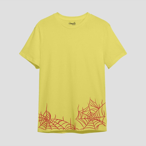 Web Baskılı Sarı Oversize T-shirt