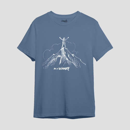 Winner Baskılı Mavi Oversize T-shirt
