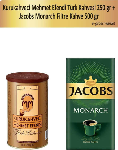 250 gr Türk Kahvesi + Jacobs Monarch Filtre Kahve 500 gr