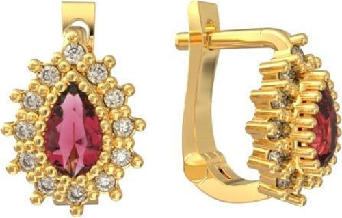 925 Ayar Gümüş Yakut Taşlı Gold Damla Çocuk Küpesi