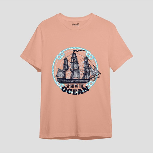 Sprit Of The Ocean Baskılı Somon Oversize T-shirt