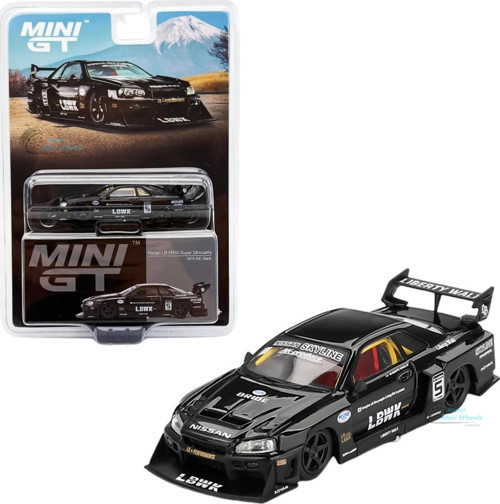 1:64 Nissan LB-ER34 Super Silhouette Skyline Black LBWK Blister Kutulu Diecast Model
