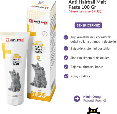 Hairball Malt Paste Kediler Için Tüy Yumağı Önleyen Malt Macun 100 Gr