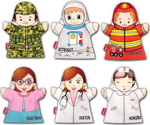 6 Parça Tox Meslekler El Kukla Set , Eğitici Oyuncak