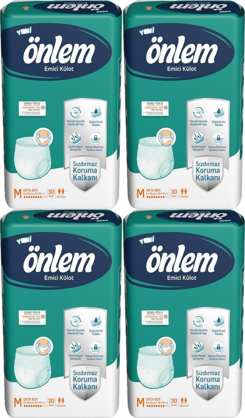 Yetişkin Emici Külot Bezi Orta Boy Medium 30 Adet x 4 Paket