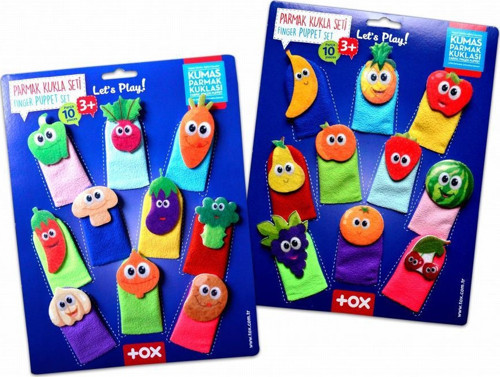 2 Set - 20 Parça Tox Meyveler ve Sebzeler Parmak Kukla T104 T105