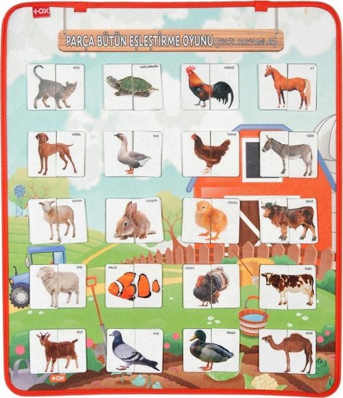 Parça Bütün Eşleştirme - Evcil Hayvanlar Keçe Cırtlı Duvar Panosu , Eğitici Oyuncak