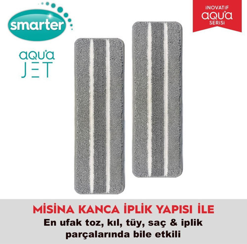 SMARTER AQUA JET YEDEK MOP(YENİ MODEL) 2 ADET TEMİZ & KİRLİ SUYU AYIRMA ÖZELLİĞİ TABLET MOP TEMİZLİK SETİ PASPAS