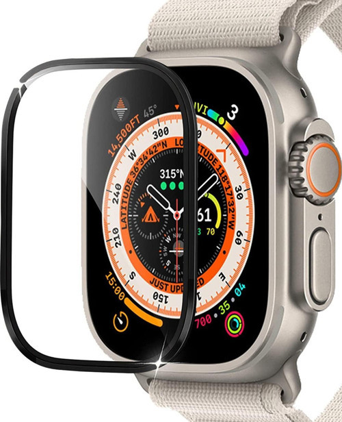 Apple Watch Ultra 2 Tam Kaplayan Cam Ekran Koruyucu V2 Siyah