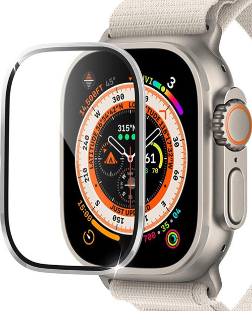 Apple Watch Ultra 2 Tam Kaplayan Cam Ekran Koruyucu V2 Gümüş