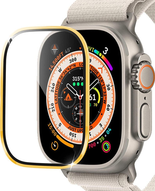 Apple Watch Ultra 2 Tam Kaplayan Cam Ekran Koruyucu V2 Gold
