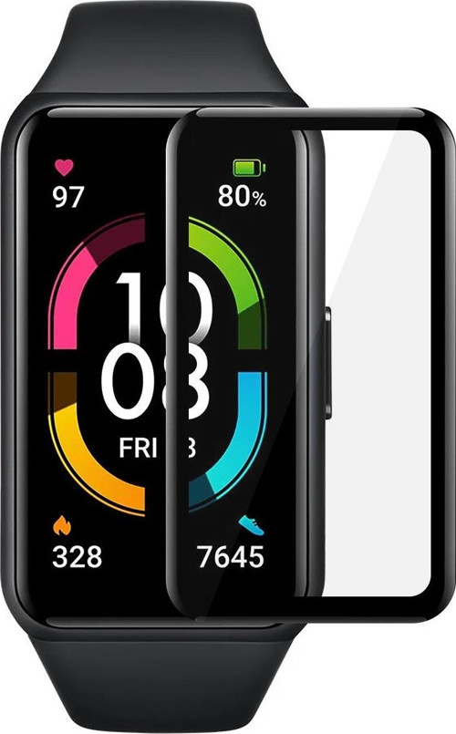 Huawei Honor Band 6 Tam Kaplayan Temperli Cam Full Ekran Koruyucu Siyah