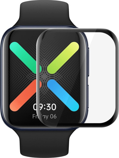 Oppo Watch 46mm Tam Kaplayan Temperli Cam Full Ekran Koruyucu Siyah
