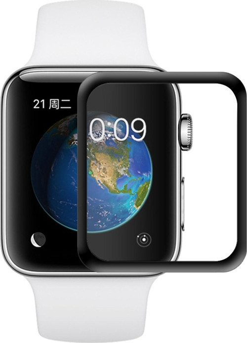 Apple Watch Series 2 42mm 3D Kavisli Temperli Cam Full Ekran koruyucu Kırılmaz Film Siyah