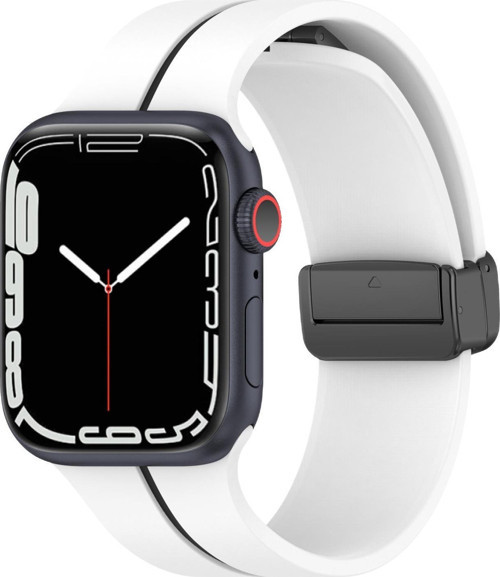 Apple Watch SE 44mm Kordon Ribbon Line Beyaz Siyah