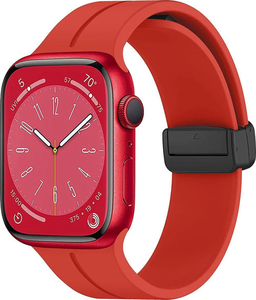 Apple Watch SE 44mm Kordon Ribbon Line Kırmızı