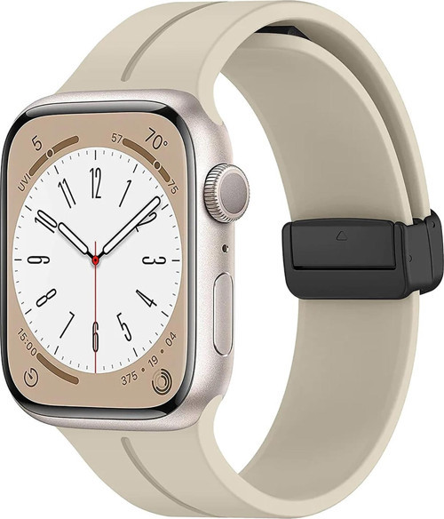 Apple Watch SE 44mm Kordon Ribbon Line Bej