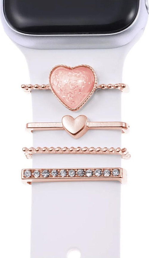 Apple Watch Ultra 2 Kordon Süsü Charm İnci Kalp Rose Gold