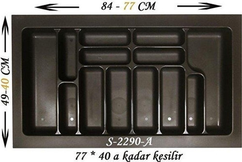 Çekmece Içi Plastik Kaşıklık Antrasit Antibakteriyel S-2290-a En:84-77 D:49-40 Cm Arası Kesil