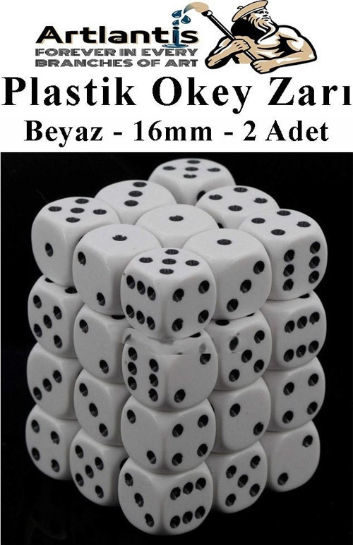 Beyaz Okey Zarı 2 Adet Beyaz Renkli Oyun Zarı Plastik Akrilik 16 mm Şeffaf Zar Masa Oyunları Zarı Eğlence