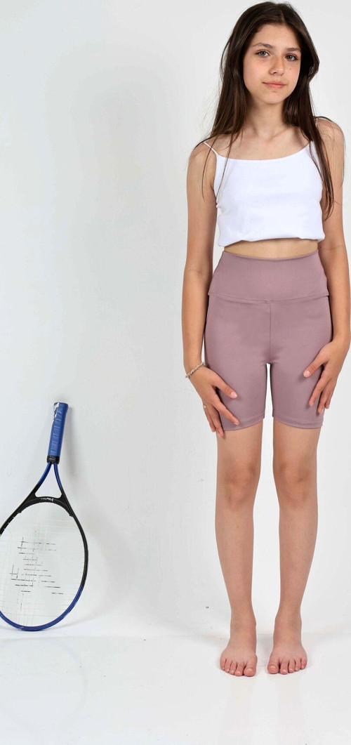 Kız Çocuk Yüksek Bel, Biker, Casual, Koşu, Yürüyüş, Spor, Egzersiz, Fittness, Kısa Tayt