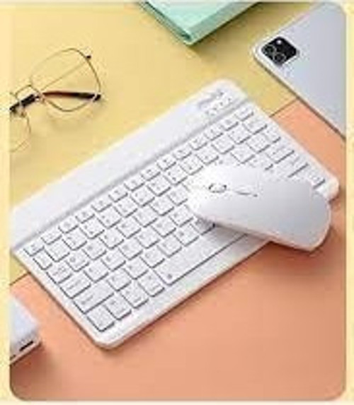 5 Mini Taşınabilir Kablosuz Bluetooth Klavye Mouse Seti Taşınabilir Ingilizce Q Klavye Beyaz