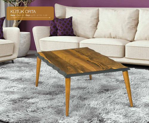 Orta Sehpa 18274 OSM KÜTÜK Klasik Model Ceviz Gri Uyum Kayın Retro ayak El Yapım