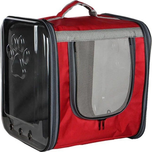 Centro Kedi Köpek Taşıma Çantası Çift Camlı, Kırmızı 36x40x42