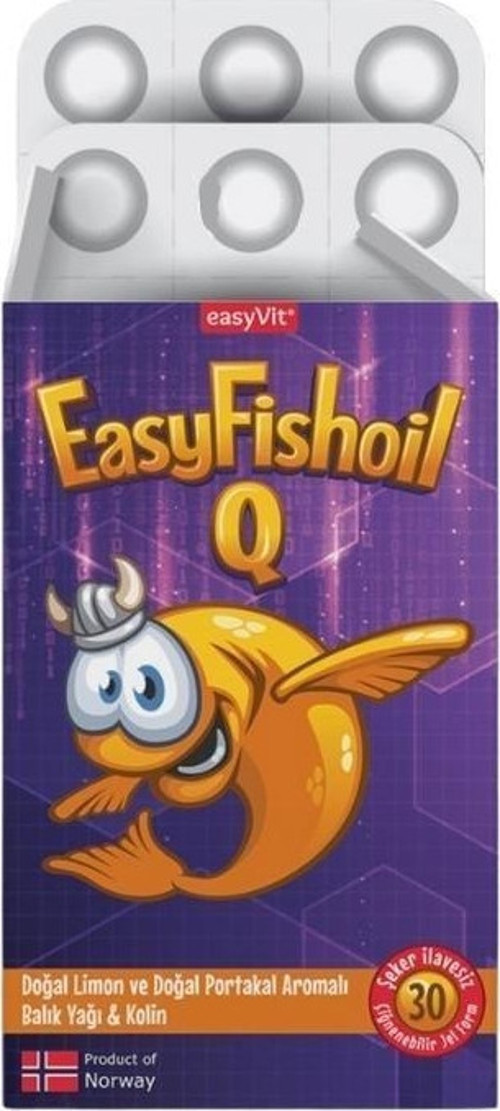EasyFishoil Q, Kolin, B Vitamini Ve Balık Yağı İçeren Takviye Edici Gıda 30 Çiğnenebilir Jel Form