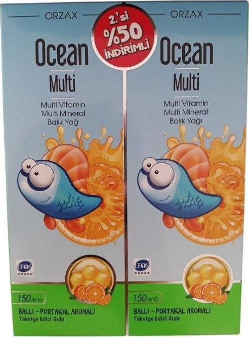 Ocean Multi Balık Yağı İçeren Bal Ve Portakal Aromalı Takviye Edici Gıda 2’li Avantaj Paketi