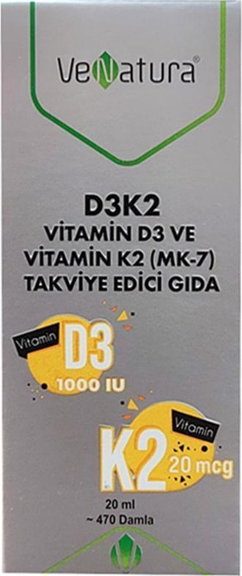 D3K2 Vitamin D3 Ve Menaquinon 7(MK-7) Takviye Edici Gıda 20ml