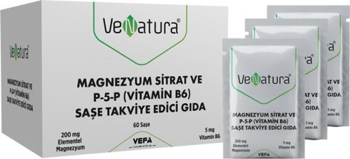 Magnezyum Sitrat ve P-5-P (Vitamin B6) Takviye Edici Gıda 60 Saşe