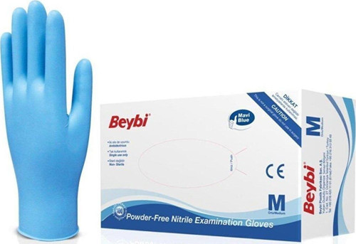 Pudrasız Nitril Mavi (M) Medium Beden Muayene Eldiveni (100 Lü Paket)