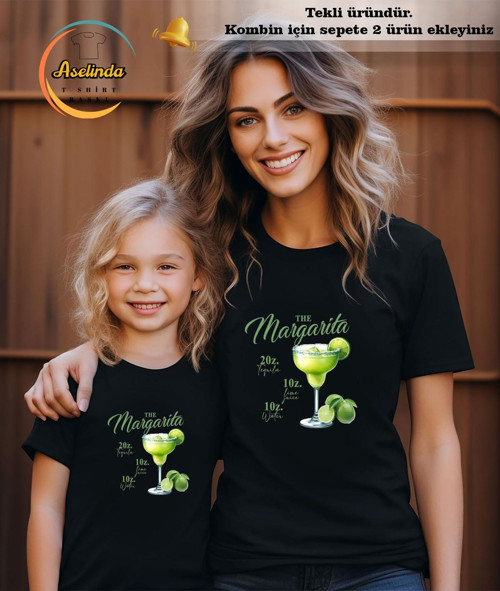 Margarita Limon Baskılı T-Shirt Anne-Kız Kombin Tişört (Kombin Yapmak İçin 2 Ürün Ekleyiniz)