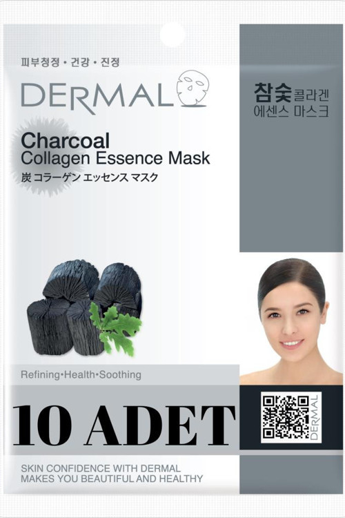 Arındırıcı ve Pürüzsüzleştirici Kömür Özlü Kolajen Maske X10 Adet