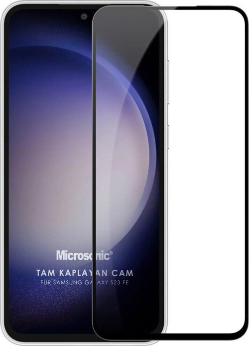 Samsung Galaxy S23 FE Tam Kaplayan Temperli Cam Ekran Koruyucu Siyah