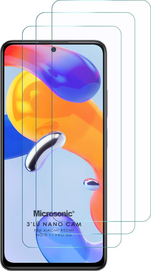 Xiaomi Redmi Note 11 Pro 5G Screen Protector Nano Glass Cam Ekran Koruyucu (3`lü Paket)