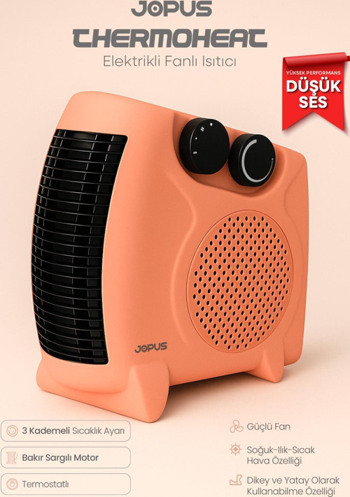 2000W Elektrikli Fanlı Isıtıcı, Termostatlı, Sıcak-Soğuk Hızlı Isıtma, 25 m² Alan Kapasitesi - Somon