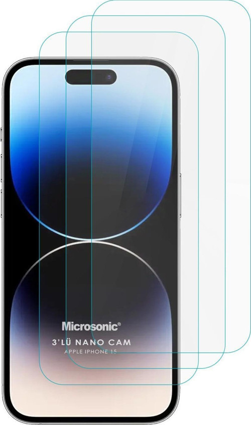 Apple iPhone 15 Screen Protector Nano Glass Cam Ekran Koruyucu (3`lü Paket)