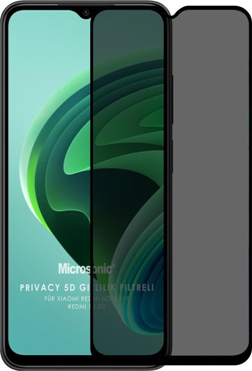 Xiaomi Redmi 10 5G Privacy 5D Gizlilik Filtreli Cam Ekran Koruyucu Siyah