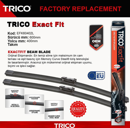 EXACTFIT Takım Silecek Seti 600/400mm EFK60402L