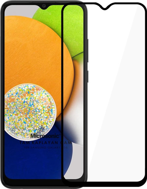 Samsung Galaxy A03 Tam Kaplayan Temperli Cam Ekran Koruyucu Siyah