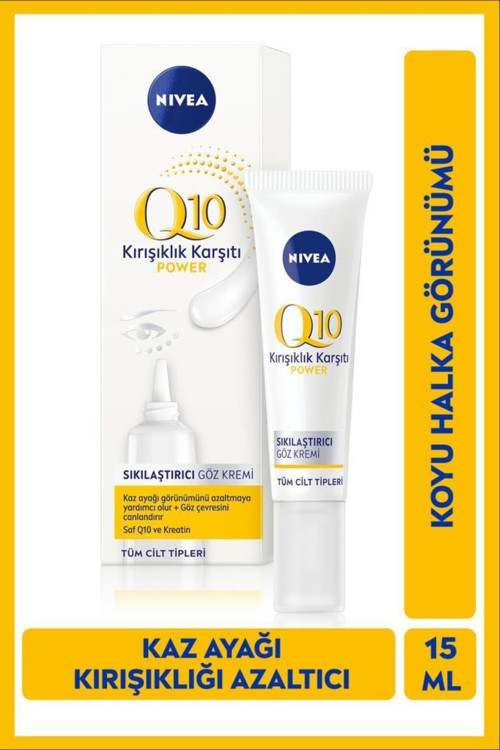Q10 Power Kırışıklık Karşıtı ve Sıkılaştırıcı Göz Kremi 15ml, Kaz Ayağı Görünümü, Koyu Halka Karşıtı