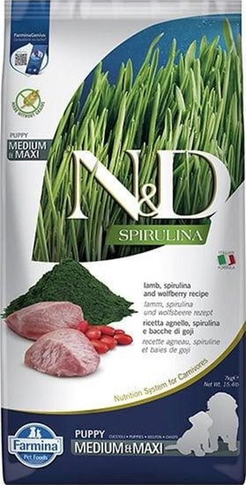 Spirulina Kuzu Etli Orta ve Büyük Irk Yavru Köpek Maması 7 Kg