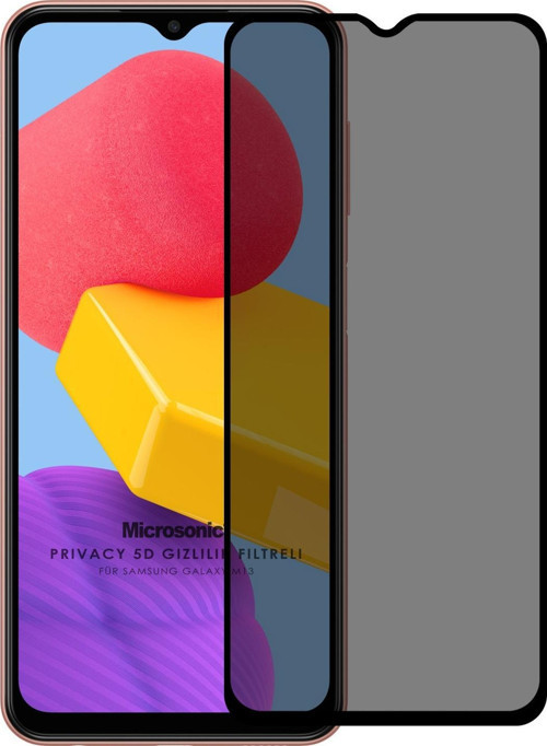 Samsung Galaxy M13 Privacy 5D Gizlilik Filtreli Cam Ekran Koruyucu Siyah