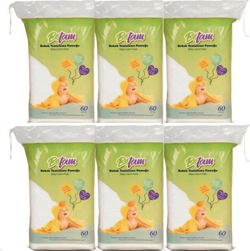 Bebek Temizleme Pamuğu 60 lı x 6 Adet