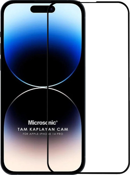 Apple iPhone 14 Pro Tam Kaplayan Temperli Cam Ekran Koruyucu Siyah