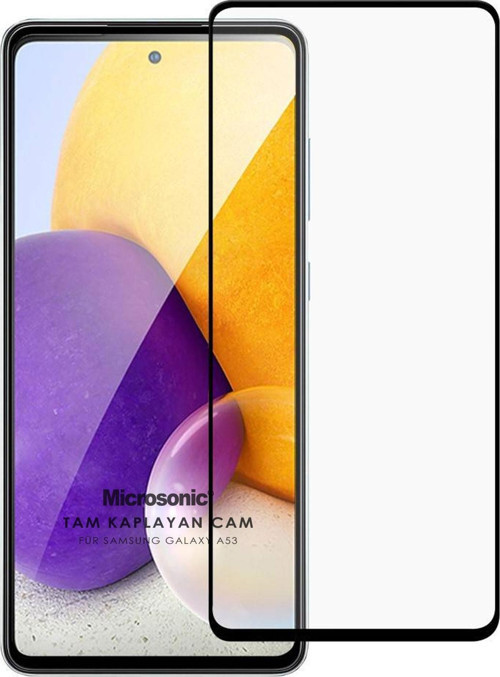 Samsung Galaxy A53 5G Tam Kaplayan Temperli Cam Ekran Koruyucu Siyah