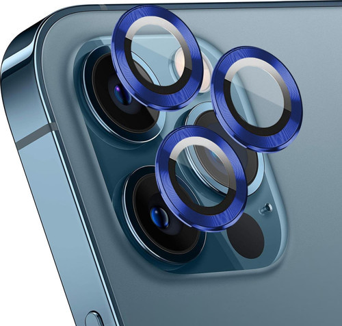 Apple iPhone 12 Pro Max Tekli Kamera Lens Koruma Camı Lacivert